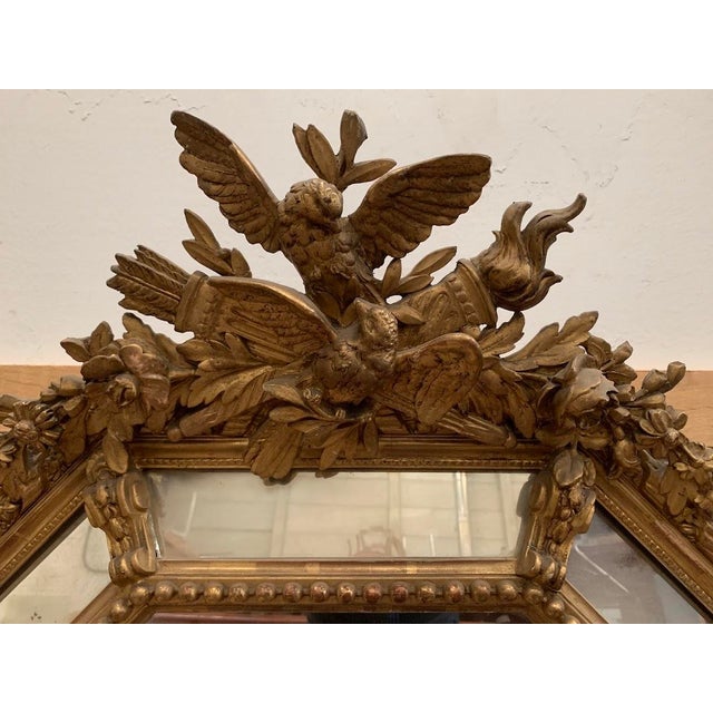 Gold Napoleon III Mirror with Wooden and Gilded Stucco Frame, 19th Century For Sale - Image 8 of 14
