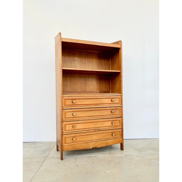 Vintage Oak Bookcase with Brass Drawers, 1950s For Sale - Image 17 of 17
