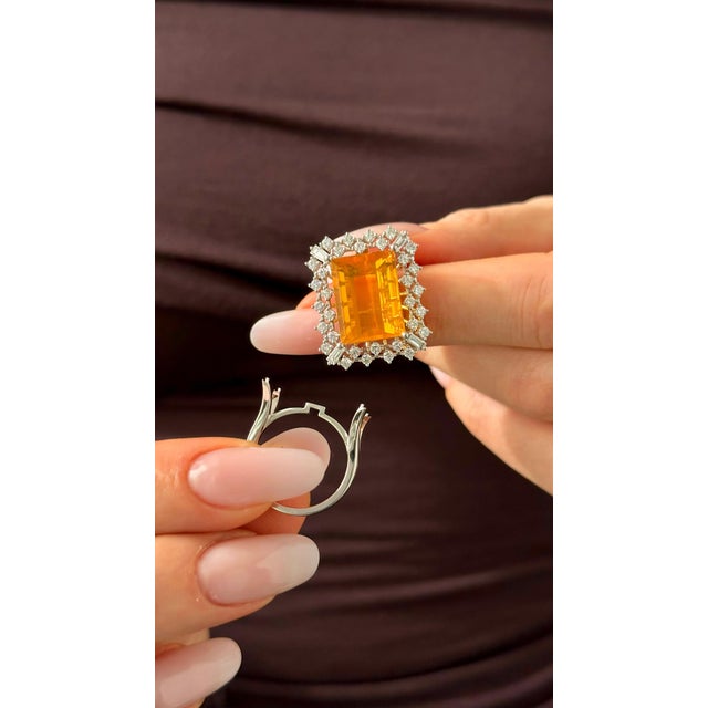 Diamond Opal Ring, Necklace 18k Gold 11 TCW Certified For Sale - Image 11 of 18