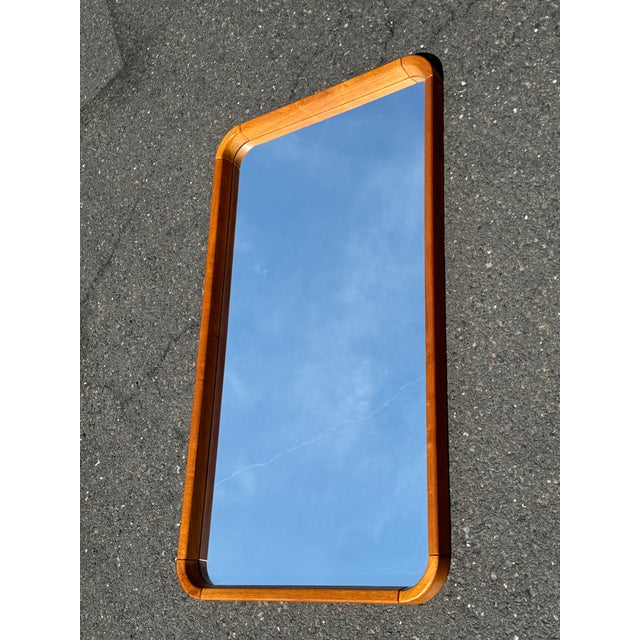 Danish Teak Rounded Rectangle Hanging Framed Mirror by Uldum For Sale In Philadelphia - Image 6 of 8