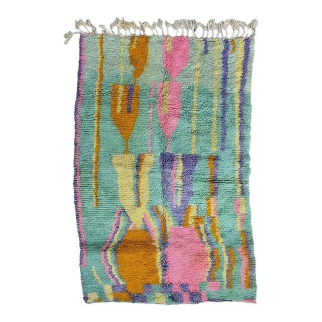 Colorful Morocan Boujad Wool Rug - 10 X 5.8 Ft For Sale