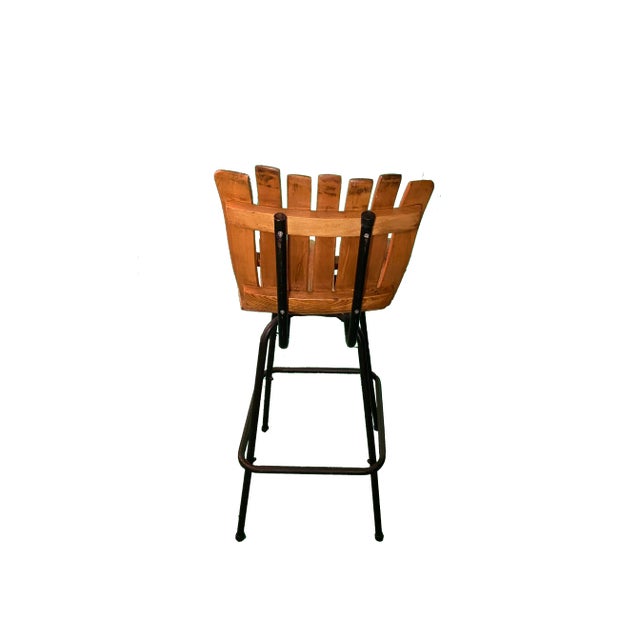 Mid-Century Modern 1960s Mid Century Modern Arthur Umanoff Wood Slat Bar Stool For Sale - Image 3 of 5