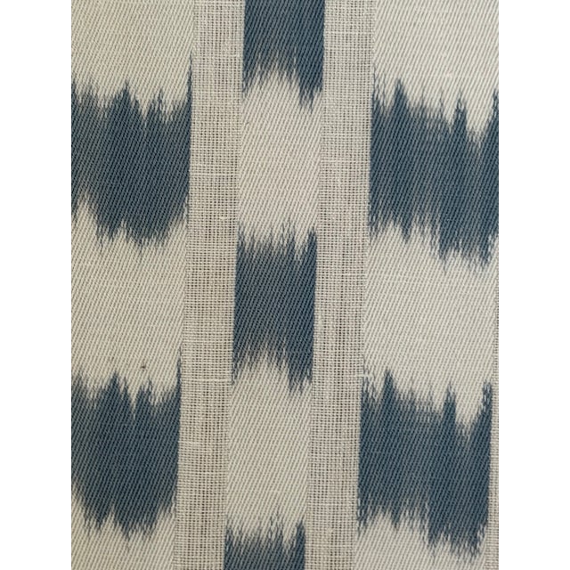 Schumacher Schumacher Izmir Ikat Stripe Sky Fabric 69472 Caravanne Collection 1 1/2 Yards For Sale - Image 4 of 5