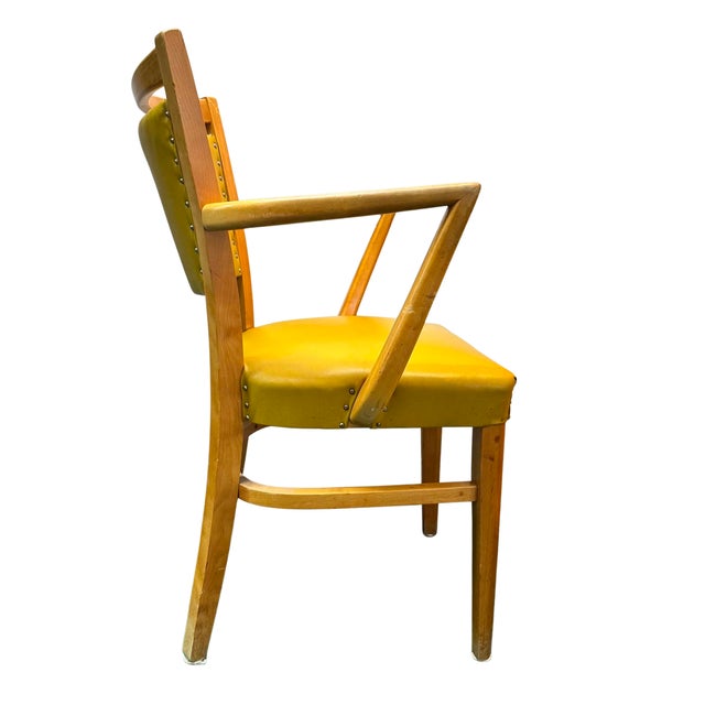 Mid-Century Modern Vintage Henderson Mid-Century Modern Mustard Yellow Vinyl Armchair For Sale - Image 3 of 7