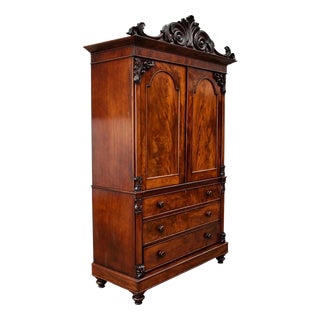 William IV Flame Mahogany Linen Press, 1830 For Sale