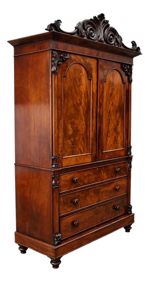 William IV Flame Mahogany Linen Press, 1830