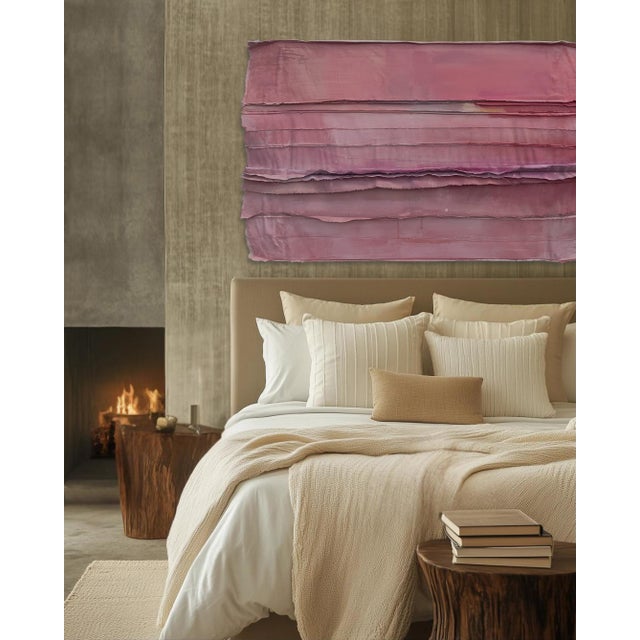 2020s Minimalist Monochrome Textile Wall Art Sculpture of Reclaimed Materials in Nantucket Red For Sale - Image 5 of 12