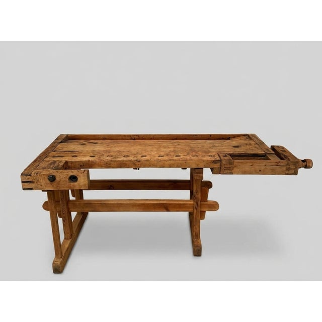 Vintage Industrial Wooden Workbench For Sale - Image 6 of 8