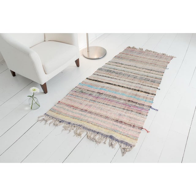 Nautral Vintage Colourful Stripe Kilim For Sale - Image 4 of 9