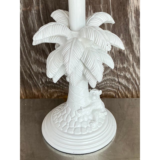 Hollywood Regency Vintage Regency Monkey Candlestick Lamps - A Pair For Sale - Image 3 of 12