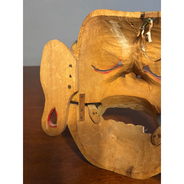 Vintage Hand-Carved Balinese Demon Mask With Articulated Jaw For Sale - Image 4 of 6