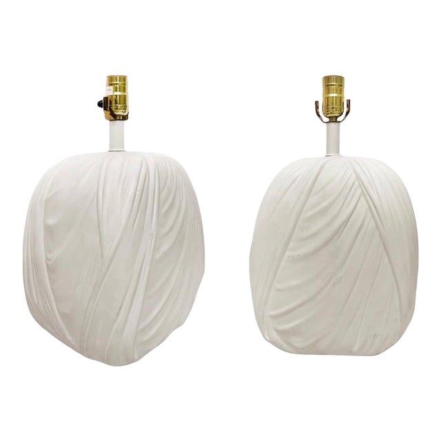 Vintage John Dickinson Style Draped Plaster Table Lamps, Pair For Sale
