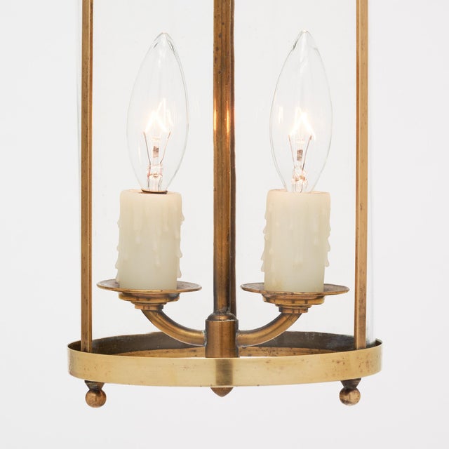 1900 - 1909 Pair of Petite French Antique Brass Lanterns For Sale - Image 5 of 9