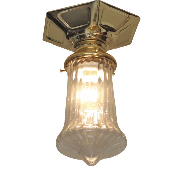 Art Nouveau Brass Ceiling Lamp, 1890s For Sale