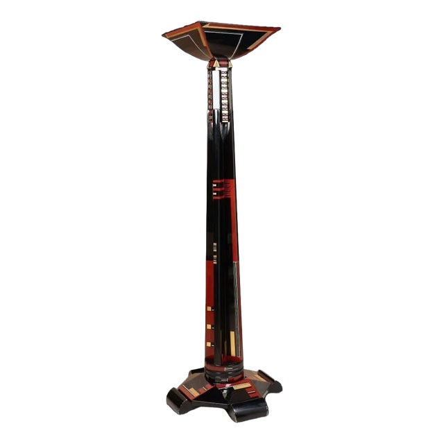 Art Deco Geometric Lacquered Floor Lamp by Jean Goulden, 1930s For Sale