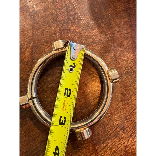 1980s Gold Tone, Metal Bangle Bracelet With Rhinestones For Sale - Image 4 of 5