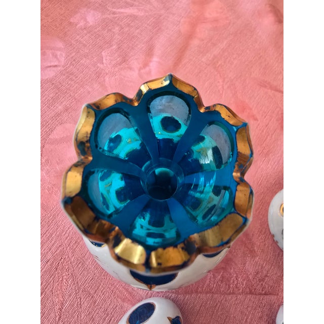Mid 19th Century Antique Moser Bohemian Glass Overlay Pr Aquamarine Bottles For Sale - Image 5 of 14