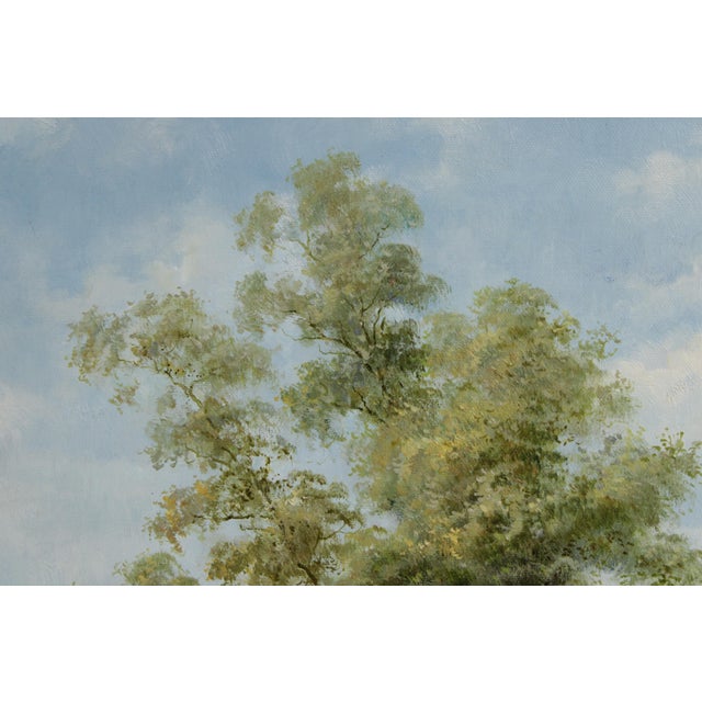 1960s J. Bijou Artist Signed Lake Oil Painting on Canvas For Sale - Image 5 of 16