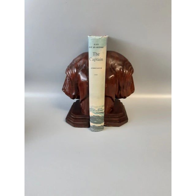 Mid 20th Century Vintage Hand-Carved Basset Hound Wooden Bookends- a Pair For Sale - Image 5 of 6