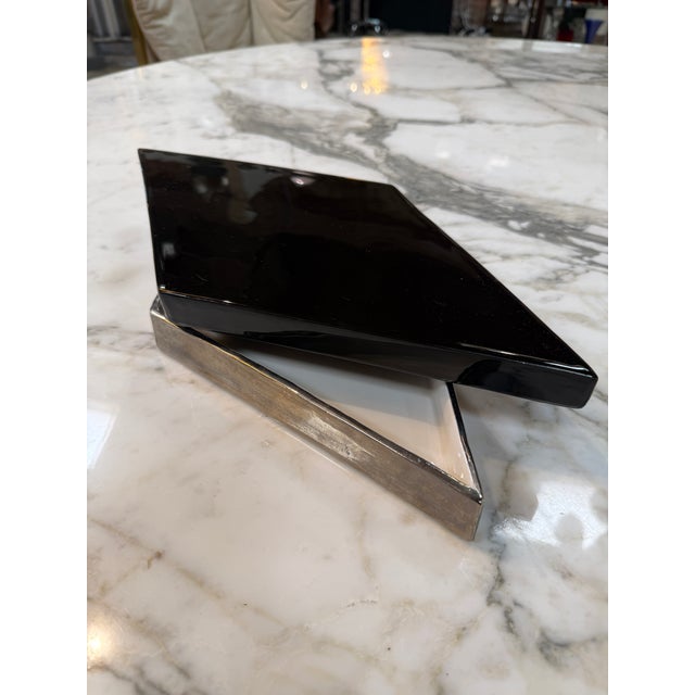Modern Ferdinando Loffredo Black & White Geometric Ceramic Catchall Dish For Sale - Image 3 of 8