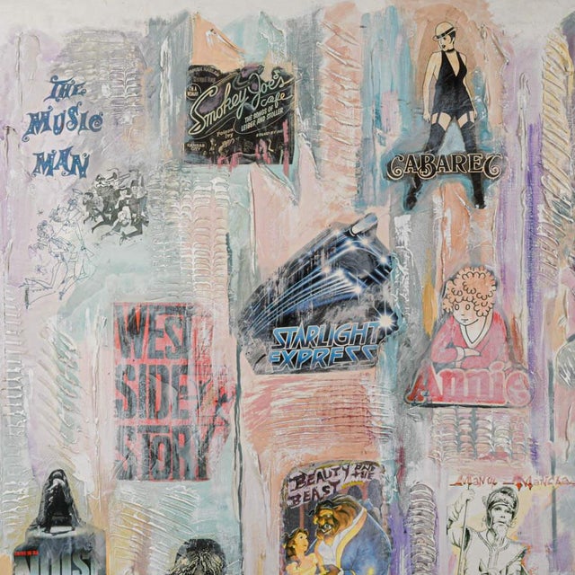 Modern Late 20th Century Signed Anita Baldwin Broadway Musical Mixed Media Montage on Canvas For Sale - Image 3 of 13