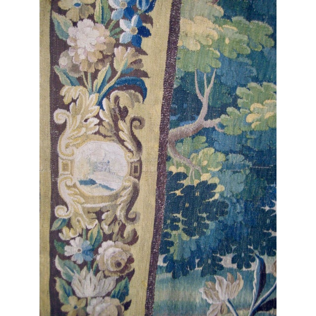 French Country Flemish Verdure Tapestry With Birds Borders, 17th Century For Sale - Image 3 of 12