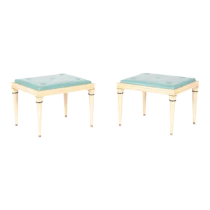 A Pair of Painted Wood and Upholstered Foot Stools in the Manner of Arbus. C 1950.