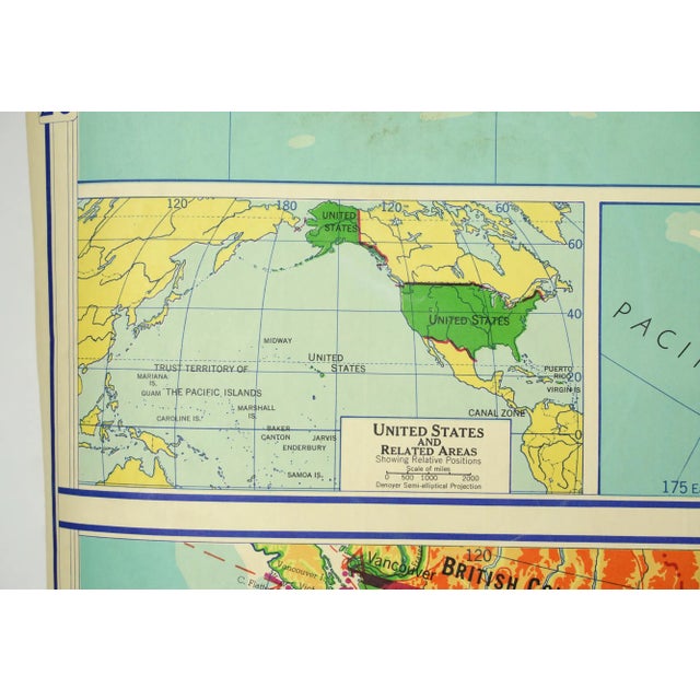 1964 Denoyer Geppert Series Canvas Mid America Roll Up Map For Sale - Image 12 of 12