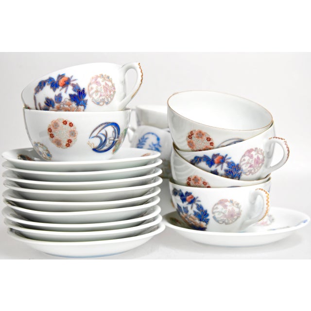 Vintage Japanese Fukagawa Cups & Saucers - Service for 10 For Sale - Image 10 of 10
