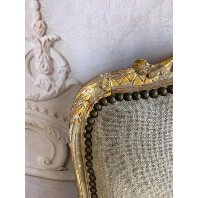 Set of 14 French Louis XV Style Distressed Dining Chairs With Linen For Sale - Image 17 of 17