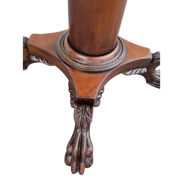 19th Century Mahogany Empire Drop Leaf End Table Hand Carved For Sale - Image 10 of 14