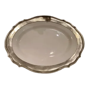 1980s Arte Italica Pewter and Ceramic Serving Platter
