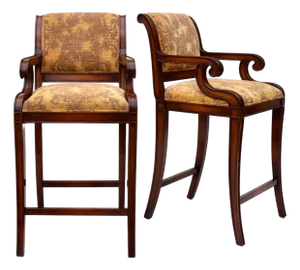 Nancy Corzine Classic Regency Bar Stool Chairs, Pair