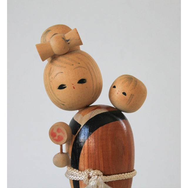 Japanese Vintage Mother & Child Kokeshi Doll For Sale - Image 3 of 9