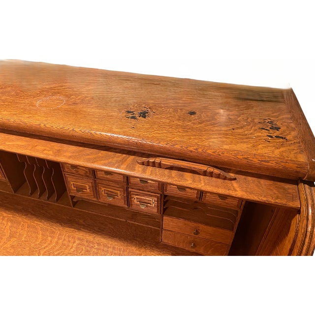 Brown Late 20th Century Rolltop Desk For Sale - Image 8 of 12