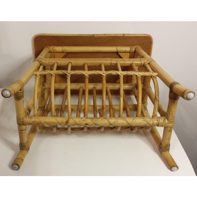 Vintage Mid Century Bamboo Rattan Magazine Rack Side Table Chairish