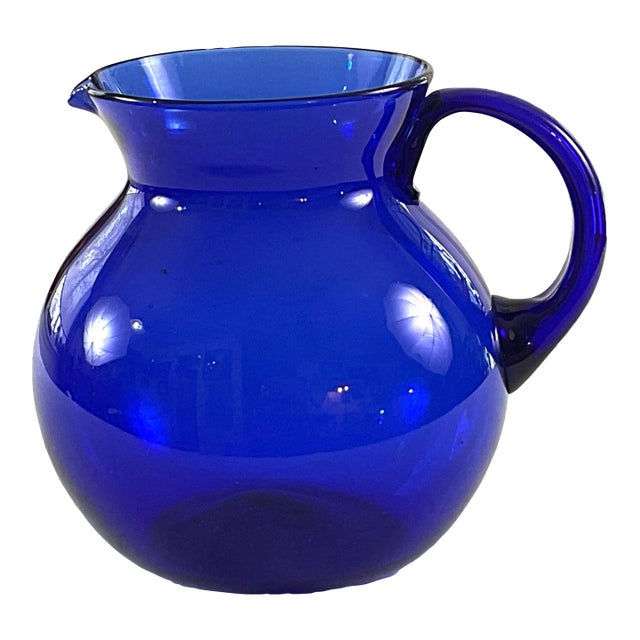 1950s Superior,large -Mid Century ,Hand Blown Cobalt Pitcher For Sale