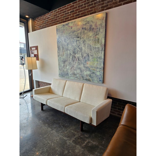 1950s Hans Wegner for Getama Teak Reupholstered Sofa MCM Vintage For Sale - Image 10 of 10