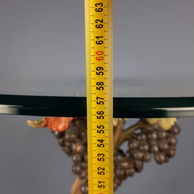 Vintage Round Coffee Table with Crystal & Wood Trunk in Grape Vine shape, 1950s For Sale - Image 15 of 16