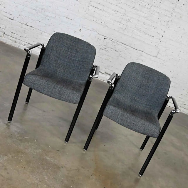 Herman Miller Vintage Modern Armchairs Herman Miller Chrome & Black Original Fabric, a Pair For Sale - Image 4 of 13