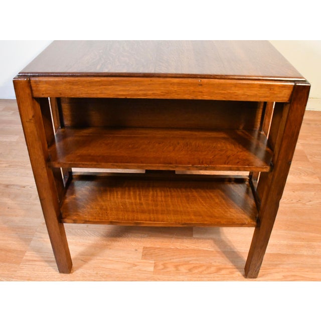 1900s Antique Mission Arts & Crafts Solid Tiger Oak Office Desk / Writing Desk For Sale - Image 12 of 16