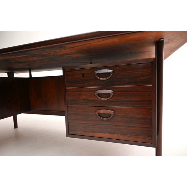 Large Vintage Danish Carved Desk, 1960 For Sale - Image 9 of 11