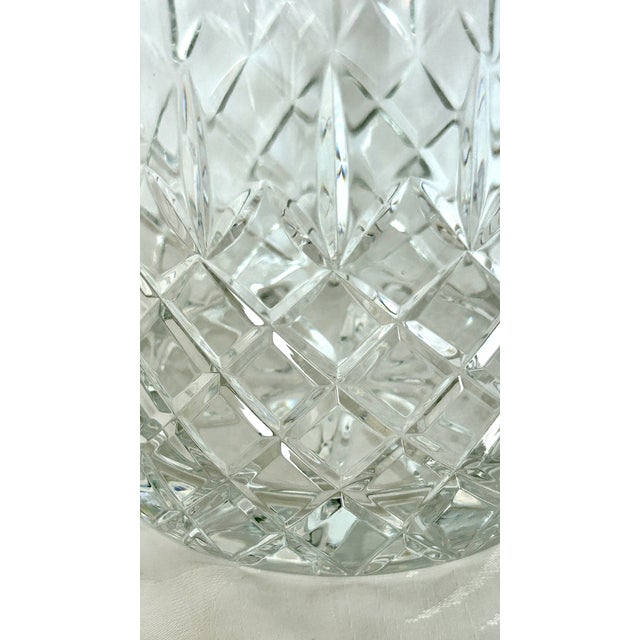 Vintage 1970s Silver Plate and Crystal Ice Bucket, Diamond Pattern, Swinging Handle For Sale - Image 4 of 6