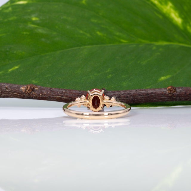 1.4Ct Padparadscha Sapphire Ring With Natural Diamond Accents: Solid 14k Gold, Size 6.75 For Sale - Image 9 of 10