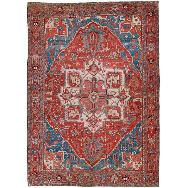 Oversize Antique Persian Heriz Carpet - 12'9" x 17'9" For Sale - Image 9 of 18