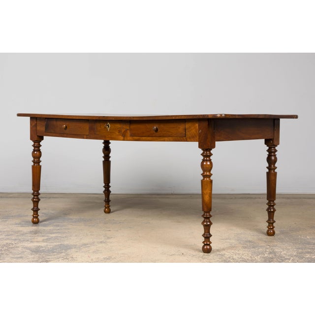Mid-19th Century French Louis Philippe Walnut Writing Table With Three Drawers For Sale - Image 15 of 18