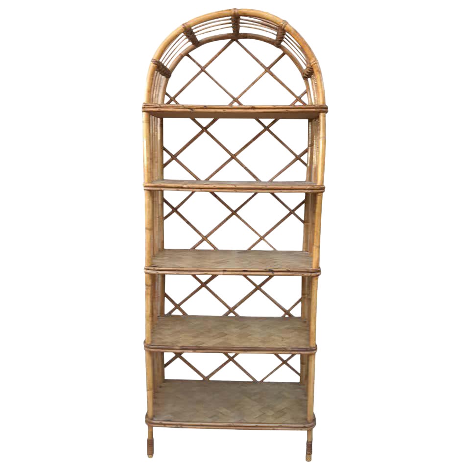 French Midcentury Bamboo Étagère With Five Bamboo Shelves Chairish