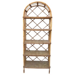 French Midcentury Bamboo Étagère With Five Bamboo Shelves For Sale