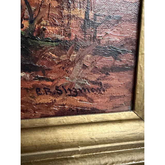 Brown Early 20th Century Edward Robert Sitzman Framed Original Oil Painting of Autumn Scene For Sale - Image 8 of 10