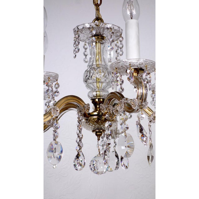 Metal Brass-Lead Crystal Five-Light Chandelier from H.Richter, 1960s For Sale - Image 7 of 13